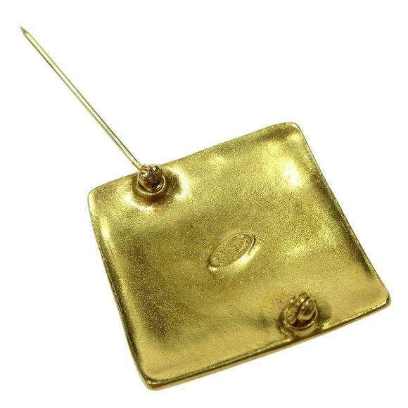 Authentic CHANEL CC Logos Rhombus Brooch Pin Corsage Gold-Tone 96P Accessories - Picture 3 of 6